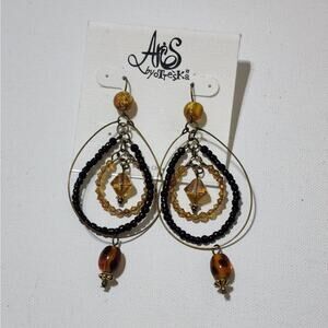 TRESKA Layered beaded dangle chandelier‎ earrings new!!!